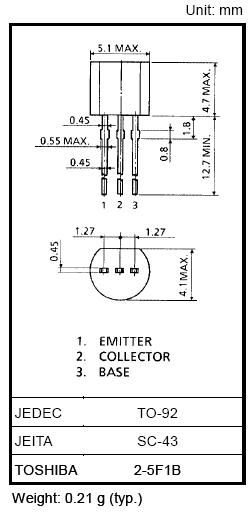 Pinconfig of the 2SA970 &nbsp; Picture is courtesy of: Toshiba