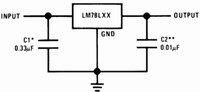 Connection diagram for the 78LXX series of voltage regulators. Picture is courtesy of: National Semiconductor