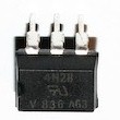 Picture of a 4N28 optocoupler DIL8 chip. Picture is courtesy of: Vishay Semiconductors